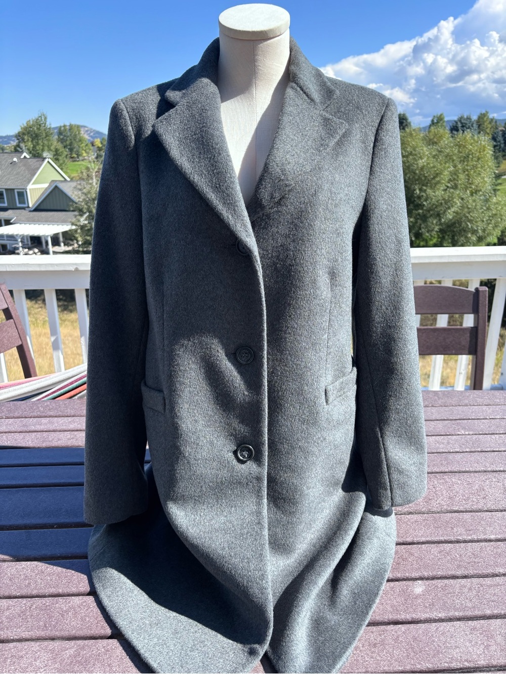 Ralph Lauren Gray Single-Breasted Wool-Blend Trench Coat